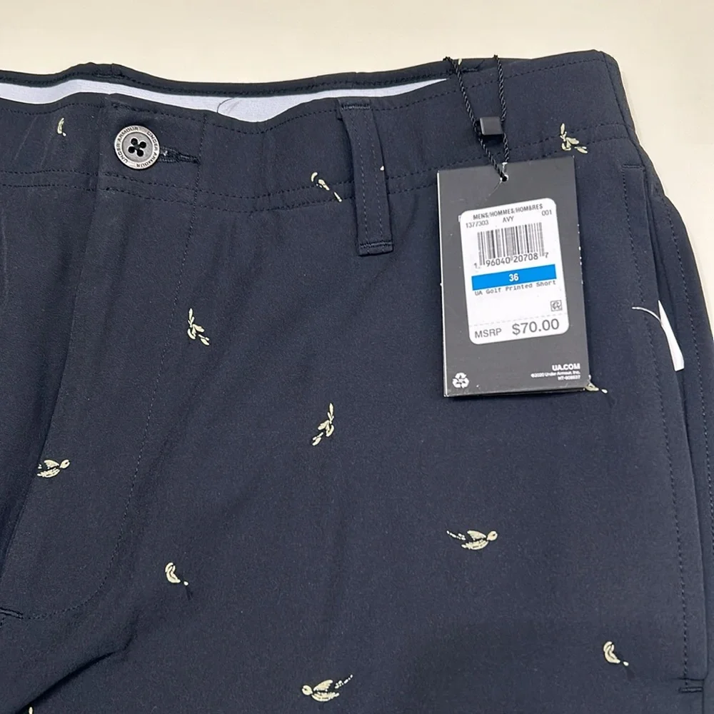 UNDER Armour Printed Golf Shorts Bird Court Black Walking 36 - Picture 4 of 7